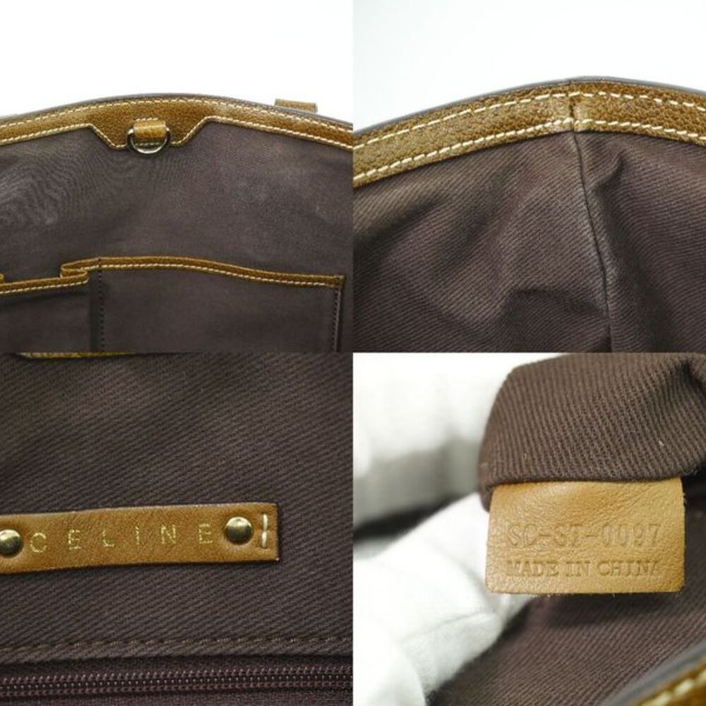 Celine Carriage Logo Tote Handbag Canvas Brown Bag - Picture 9 of 9